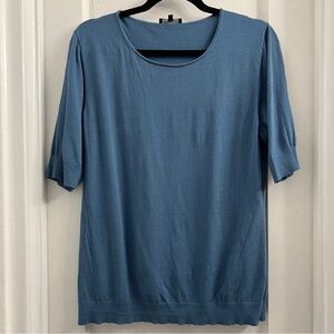 Lafayette 148 NY Blouse Womens‎ Medium Cornflower Blue Rayon Sweater Top, size L